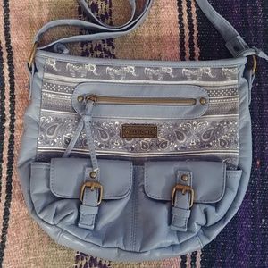 Light Blue Faux Leather Wallflower Crossbody Purse
